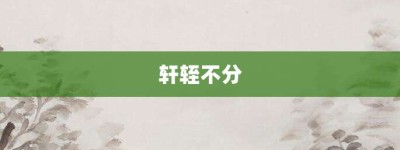 轩轾不分【轩轾不分的意思】- 成语大全