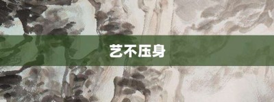 艺不压身【艺不压身的意思】- 成语大全