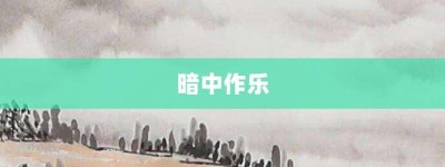 暗中作乐【暗中作乐的意思】- 成语大全