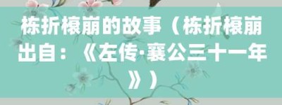 栋折榱崩的故事（栋折榱崩出自：《左传·襄公三十一年》）_成语故事 菊江历史网