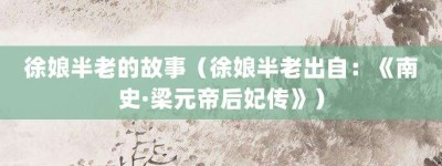 徐娘半老的故事（徐娘半老出自：《南史·梁元帝后妃传》）_成语故事 菊江历史网