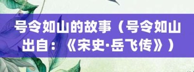 号令如山的故事（号令如山出自：《宋史·岳飞传》）_成语故事 菊江历史网