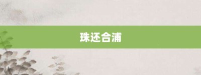 珠还合浦【珠还合浦的意思】- 成语大全