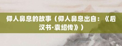 仰人鼻息的故事（仰人鼻息出自：《后汉书·袁绍传》）_成语故事 菊江历史网