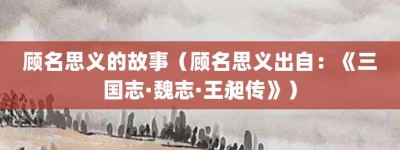 顾名思义的故事（顾名思义出自：《三国志·魏志·王昶传》）_成语故事 菊江历史网