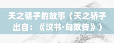 天之骄子的故事（天之骄子出自：《汉书·匈奴传》）_成语故事 菊江历史网