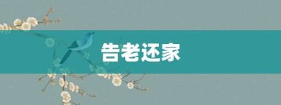 告老还家【告老还家的意思】- 成语大全