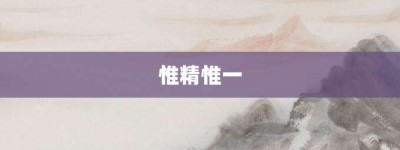 惟精惟一【惟精惟一的意思】- 成语大全