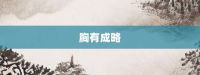 胸有成略【胸有成略的意思】- 成语大全