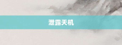 泄露天机【泄露天机的意思】- 成语大全