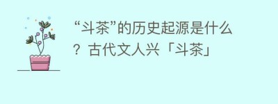 “斗茶”的历史起源是什么？古代文人兴「斗茶」_饮食文化 菊江历史网