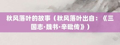 秋风落叶的故事（秋风落叶出自：《三国志·魏书·辛毗传》）_成语故事 菊江历史网