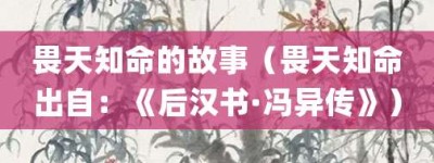 畏天知命的故事（畏天知命出自：《后汉书·冯异传》）_成语故事 菊江历史网