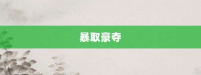 暴取豪夺【暴取豪夺的意思】- 成语大全