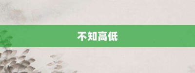 不知高低【不知高低的意思】- 成语大全