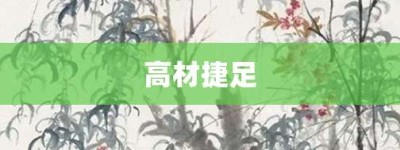 高材捷足【高材捷足的意思】- 成语大全