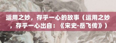 运用之妙，存乎一心的故事（运用之妙，存乎一心出自：《宋史·岳飞传》）_成语故事 菊江历史网
