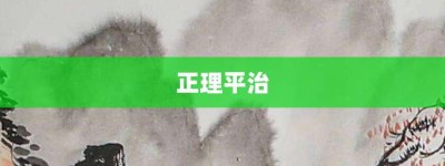 正理平治【正理平治的意思】- 成语大全