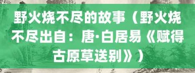 野火烧不尽的故事（野火烧不尽出自：唐·白居易《赋得古原草送别》）_成语故事 菊江历史网