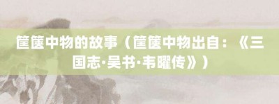 筐箧中物的故事（筐箧中物出自：《三国志·吴书·韦曜传》）_成语故事 菊江历史网