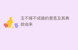 玉不琢不成器的意思及其典故由来_民俗文化 菊江历史网