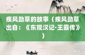 疾风劲草的故事（疾风劲草出自：《东观汉记·王霸传》）_成语故事 菊江历史网