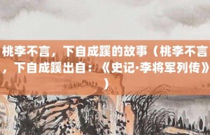 桃李不言，下自成蹊的故事（桃李不言，下自成蹊出自：《史记·李将军列传》）_成语故事 菊江历史网