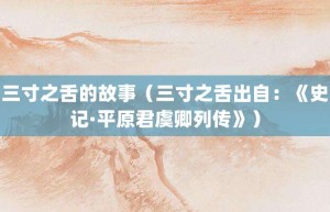 三寸之舌的故事（三寸之舌出自：《史记·平原君虞卿列传》）_成语故事 菊江历史网