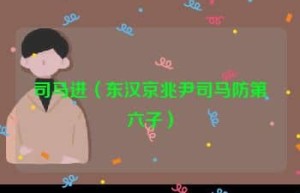 司马进【东汉京兆尹司马防第六子】 – 人物百科