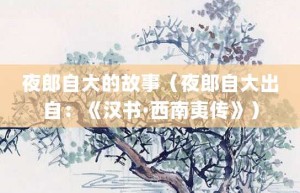 夜郎自大的故事（夜郎自大出自：《汉书·西南夷传》）_成语故事 菊江历史网