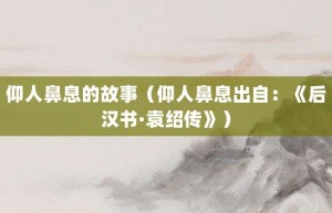 仰人鼻息的故事（仰人鼻息出自：《后汉书·袁绍传》）_成语故事 菊江历史网