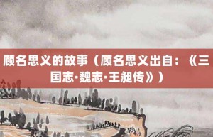 顾名思义的故事（顾名思义出自：《三国志·魏志·王昶传》）_成语故事 菊江历史网