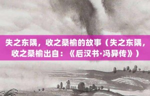 失之东隅，收之桑榆的故事（失之东隅，收之桑榆出自：《后汉书·冯异传》）_成语故事 菊江历史网