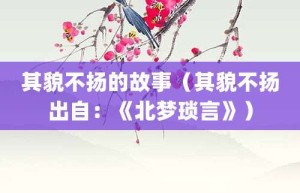 其貌不扬的故事（其貌不扬出自：《北梦琐言》）_成语故事 菊江历史网