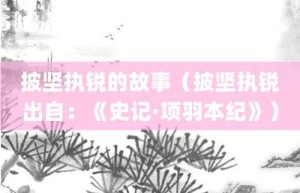 披坚执锐的故事（披坚执锐出自：《史记·项羽本纪》）_成语故事 菊江历史网