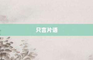 只言片语【只言片语的意思】- 成语大全
