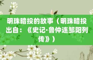 明珠暗投的故事（明珠暗投出自：《史记·鲁仲连邹阳列传》）_成语故事 菊江历史网