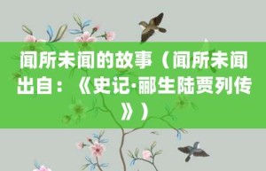 闻所未闻的故事（闻所未闻出自：《史记·郦生陆贾列传》）_成语故事 菊江历史网