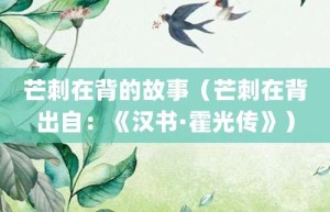 芒刺在背的故事（芒刺在背出自：《汉书·霍光传》）_成语故事 菊江历史网