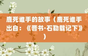 鹿死谁手的故事（鹿死谁手出自：《晋书·石勒载记下》）_成语故事 菊江历史网