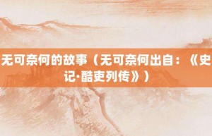 无可奈何的故事（无可奈何出自：《史记·酷吏列传》）_成语故事 菊江历史网
