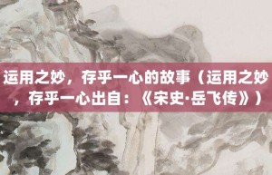 运用之妙，存乎一心的故事（运用之妙，存乎一心出自：《宋史·岳飞传》）_成语故事 菊江历史网