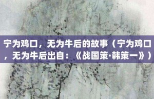 宁为鸡口，无为牛后的故事（宁为鸡口，无为牛后出自：《战国策·韩策一》）_成语故事 菊江历史网