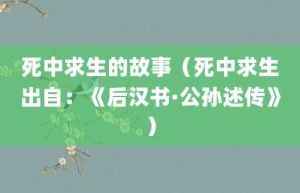 死中求生的故事（死中求生出自：《后汉书·公孙述传》）_成语故事 菊江历史网