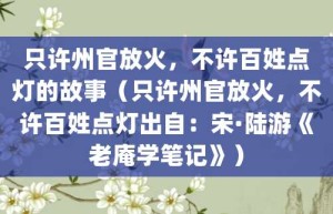 只许州官放火，不许百姓点灯的故事（只许州官放火，不许百姓点灯出自：宋·陆游《老庵学笔记》）_成语故事 菊江历史网