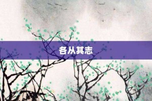 各从其志【各从其志的意思】- 成语大全