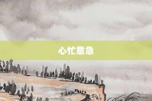 心忙意急【心忙意急的意思】- 成语大全