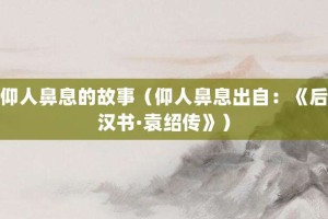 仰人鼻息的故事（仰人鼻息出自：《后汉书·袁绍传》）_成语故事 菊江历史网
