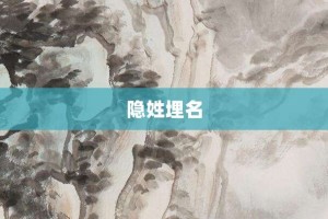 隐姓埋名【隐姓埋名的意思】- 成语大全