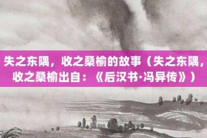 失之东隅，收之桑榆的故事（失之东隅，收之桑榆出自：《后汉书·冯异传》）_成语故事 菊江历史网